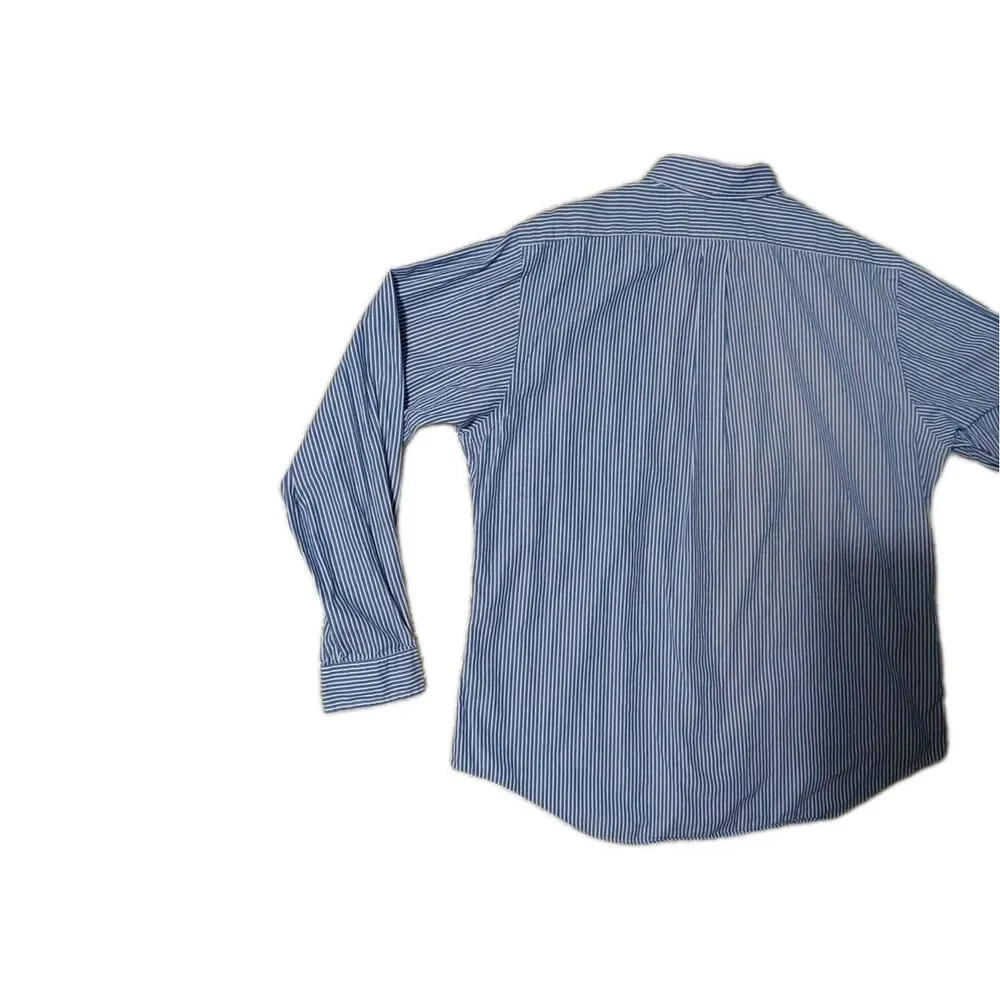 Vintage Polo Ralph Lauren Shirt 17 1/2 XL Blue White Striped Custom Fit XL 17.5